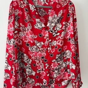Rose & Olive Red Floral Women's Top